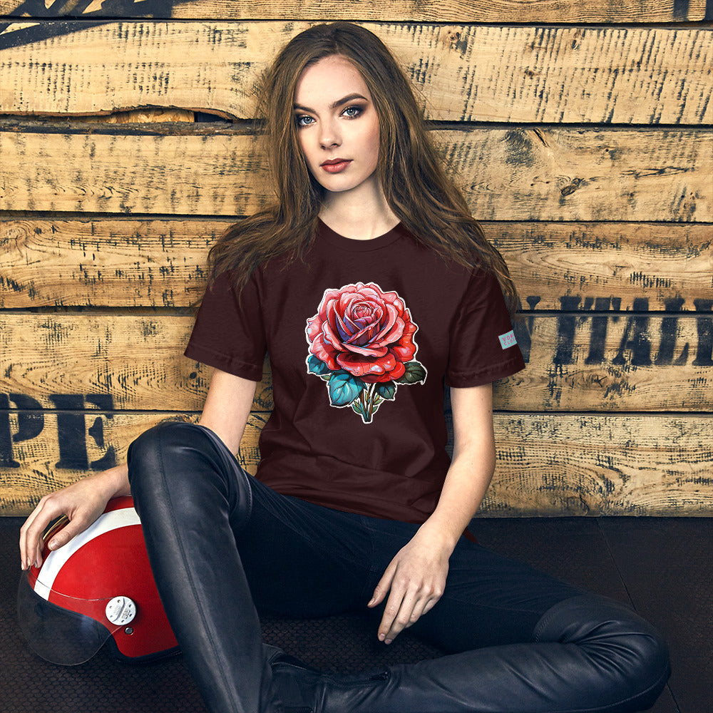 Rose Glow T-shirt- Soft and lightweight tshirt, rose illustration, eye catching streetwear