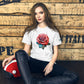 Rose Glow T-shirt- Soft and lightweight tshirt, rose illustration, eye catching streetwear