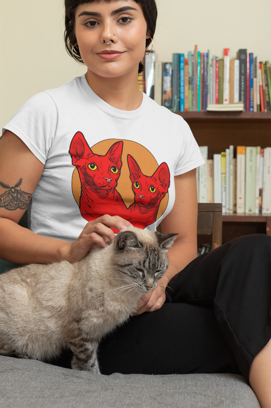 Sphynx Twins- Soft organic tshirt, Cat lover's tshirt, Sphynx Cat Lovers