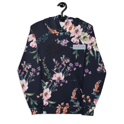 Flores Amoris Premium Hoodie, floral patterned hoodie lined with fleece